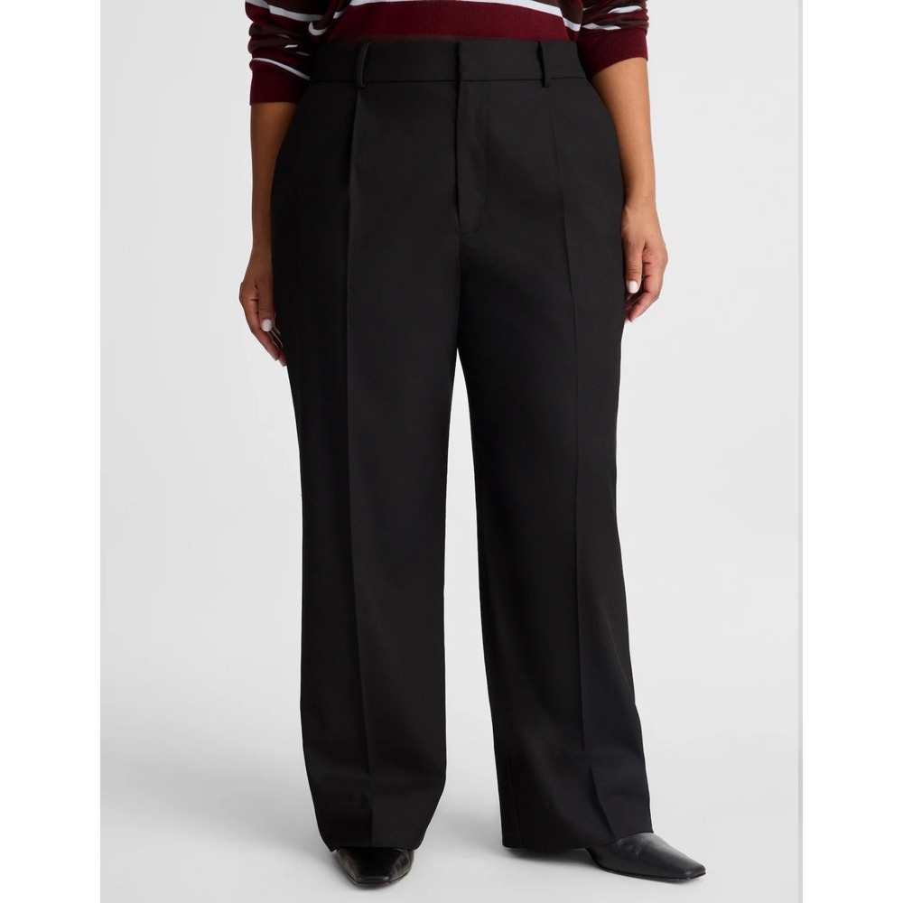 Madewell Womens Black Slouchy Straight Brush Twill Dressy Career Pants 14 New